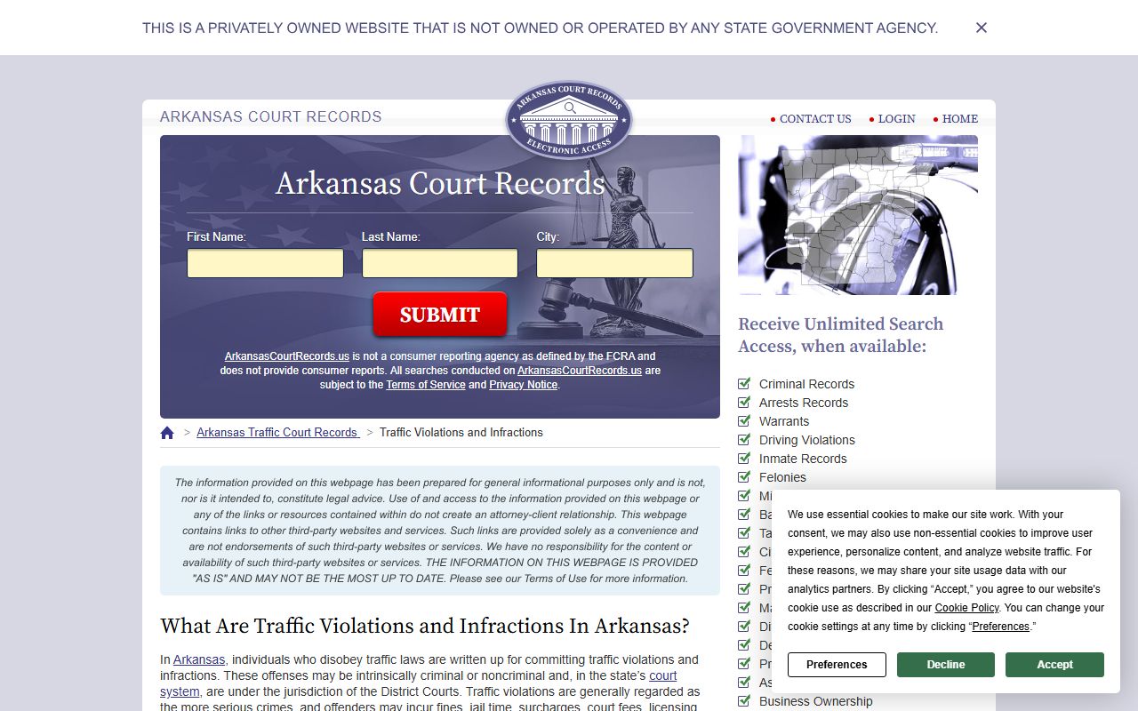 Arkansas Traffic Court Records - Traffic Violations Guide