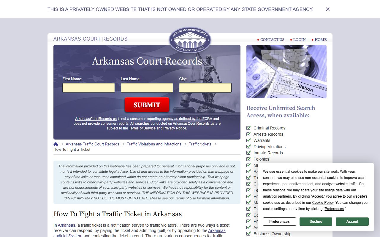 Arkansas Traffic Court Records - Fight a Traffic Ticket
